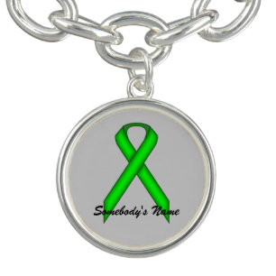Lime Green Standard Ribbon by Kenneth Yoncich Charm Bracelet