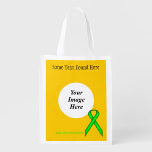 Lime Green Standard Ribbon Template by K Yoncich Reusable Grocery Bag