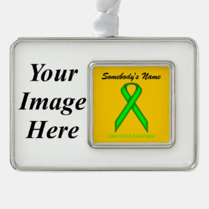 Lime Green Standard Ribbon Tmpl (H-I) by K Yoncich Christmas Ornament