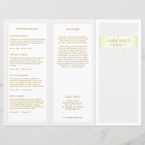 Lime Green Stripe Hair Salon Spa TriFold Brochure