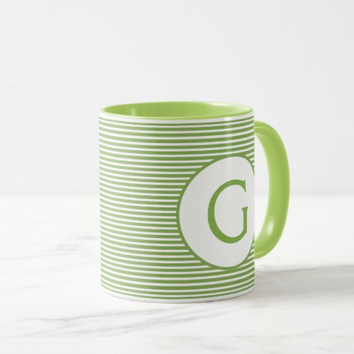 Lime Green Stripe Monogram Mug