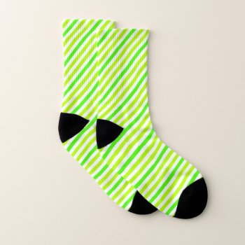 Lime Green Striped Socks by Hannahscloset at Zazzle