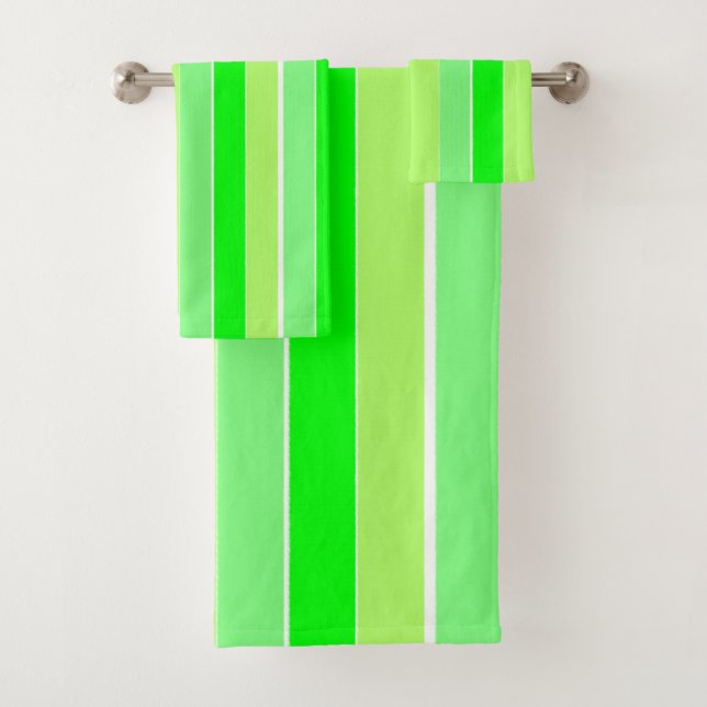 Lime Green Stripes Bath Towel Set (Insitu)