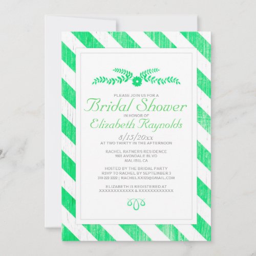 Lime Green Stripes Bridal Shower Invitations