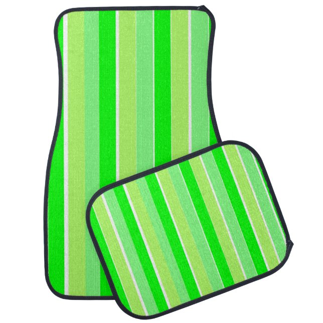 Lime Green Stripes Car Floor Mat (Set)
