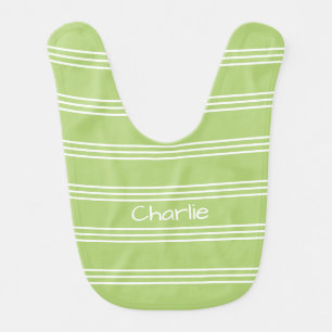 Lime Green Stripes custom monogram baby bib