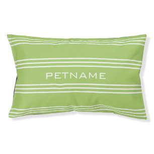 Lime Green Stripes custom monogram dog beds