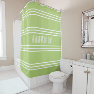 Lime Green Stripes Custom Text shower curtain