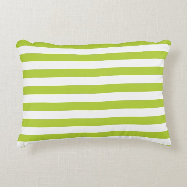 Lime Green Stripes Decorative Pillow (Front)