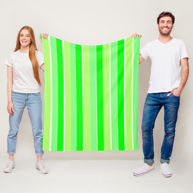 Lime Green Stripes Fleece Blanket (In Situ)