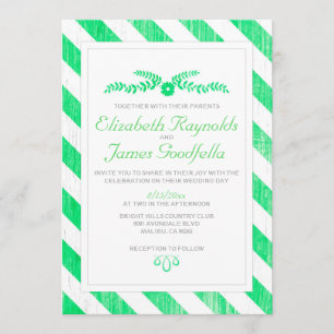 Lime Green Stripes Wedding Invitations