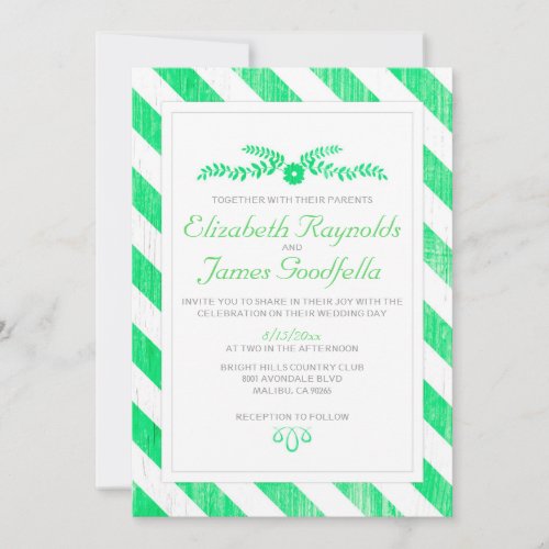 Lime Green Stripes Wedding Invitations