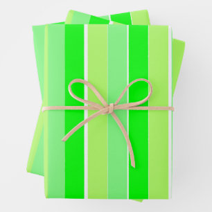 Lime Green Stripes Wrapping Paper Sheets