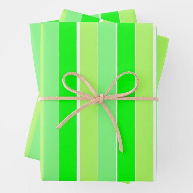 Lime Green Stripes Wrapping Paper Sheets (In situ)