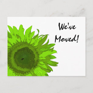 Lime Green Sunflower Change of Address Announcement Postcard