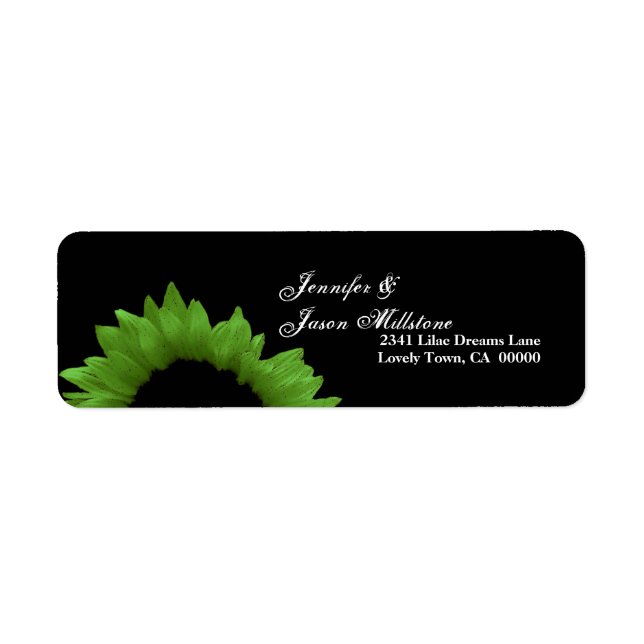 Lime Green Sunflower Wedding Label (Front)