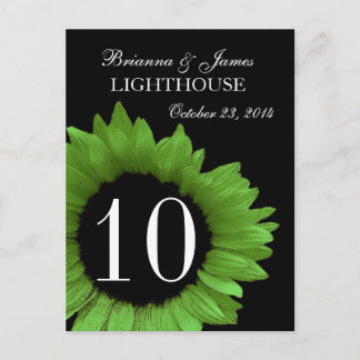 Lime Green Sunflower Wedding Table Number