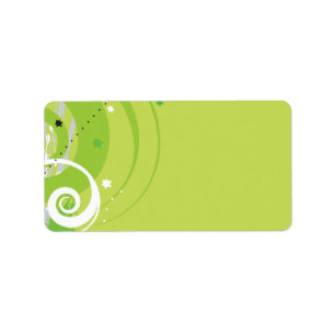 LIME GREEN SWIRLS & STARS Return Address Labels