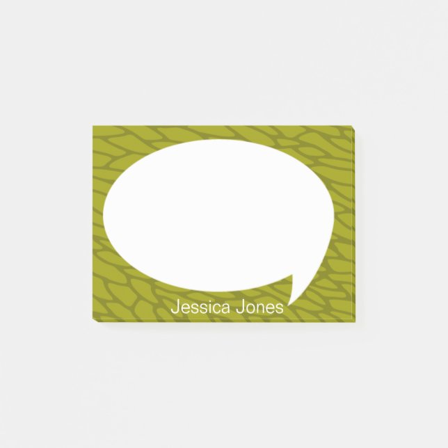 Lime Green Talk Bubble Rounded Personalized Post-it Notes (Front)