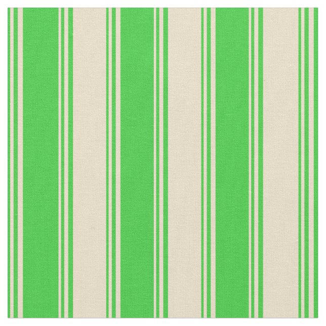 Lime Green & Tan Pattern of Stripes Fabric (Close Up)
