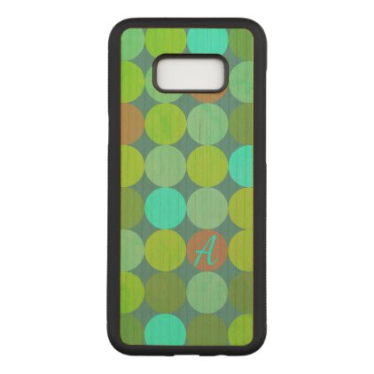 Lime Green Teal Turquoise &amp; Rust Circles Monogram Carved Samsung Galaxy S8+ Case