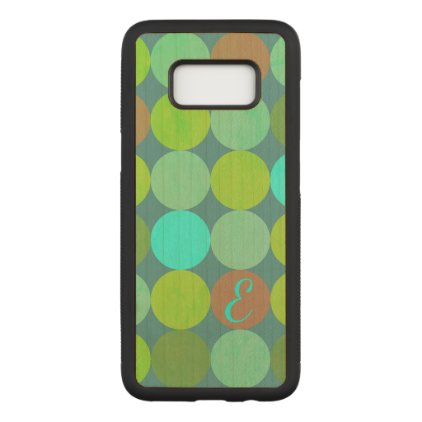 Lime Green Teal Turquoise &amp; Rust Circles Monogram Carved Samsung Galaxy S8 Case