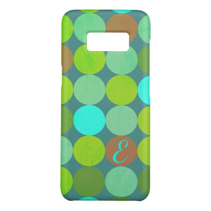 Lime Green Teal Turquoise &amp; Rust Circles Monogram Case-Mate Samsung Galaxy S8 Case