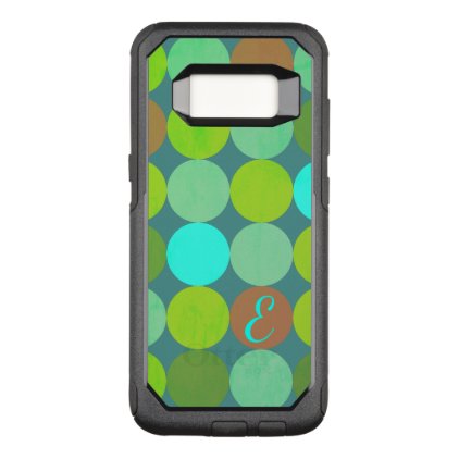 Lime Green Teal Turquoise &amp; Rust Circles Monogram OtterBox Commuter Samsung Galaxy S8 Case