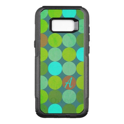 Lime Green Teal Turquoise &amp; Rust Circles Monogram OtterBox Commuter Samsung Galaxy S8+ Case