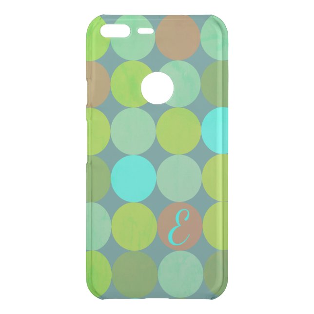 Lime Green Teal Turquoise & Rust Circles Monogram Uncommon Google Pixel XL Case (Back)