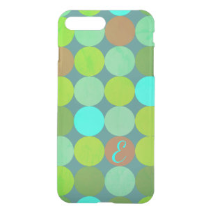 Lime Green Teal Turquoise & Rust Circles Monogram iPhone 8 Plus/7 Plus Case