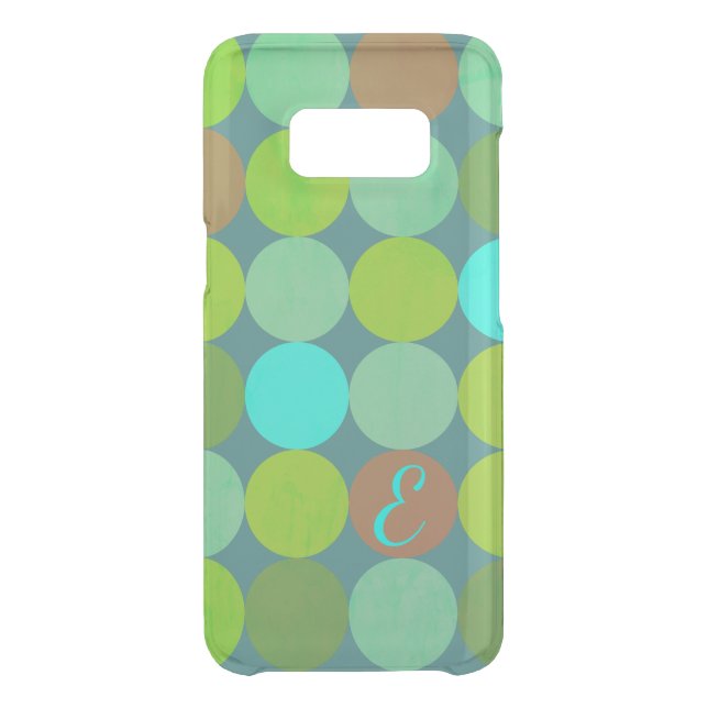 Lime Green Teal Turquoise & Rust Circles Monogram Uncommon Samsung Galaxy Case (Back)