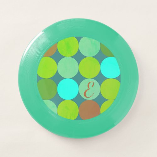 Lime Green Teal Turquoise  Rust Circles Monogram Wham_O Frisbee
