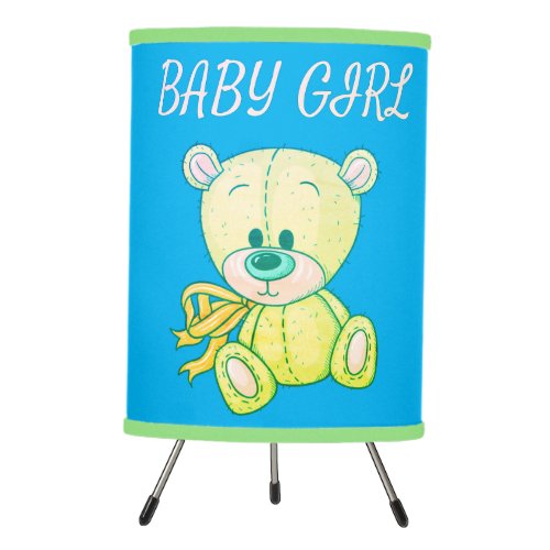 Lime Green Teddy Bear Tripod Lamp