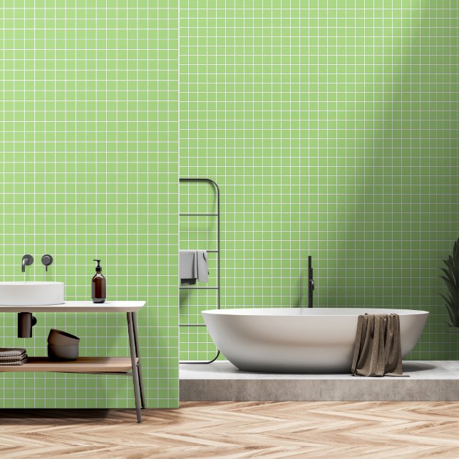Lime Green Tile Wallpaper (Bathroom)