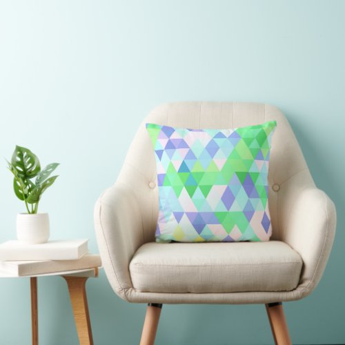 Lime Green Turquoise Diamond Squares Pattern Throw Pillow