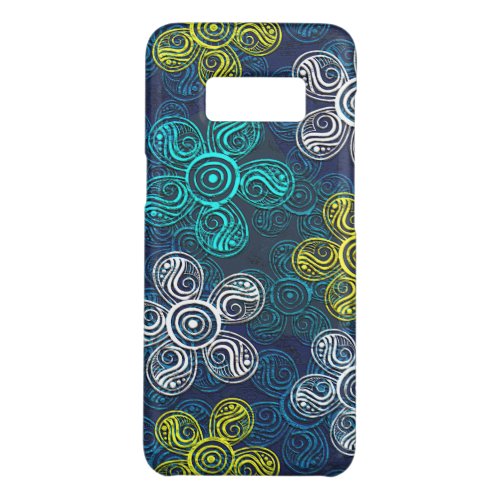 Lime Green Turquoise Retro Chic Floral Art Pattern Case_Mate Samsung Galaxy S8 Case