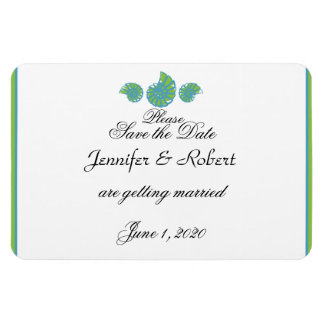 Lime Green Turquoise Shell Wedding Save the Date Magnet