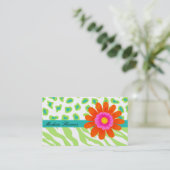 Lime Green, & Turquoise Teal Zebra & Cheetah Business Card (Standing Front)