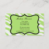 Lime Green, & Turquoise Teal Zebra & Cheetah Business Card (Back)