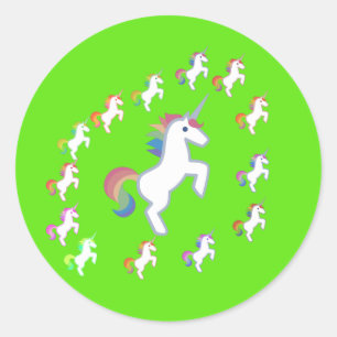 Lime Green Unicorn Circle Spark Classic Round Sticker