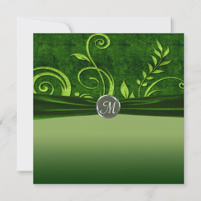 Lime & Green Velvet Wedding Swirl Invitation (Front)