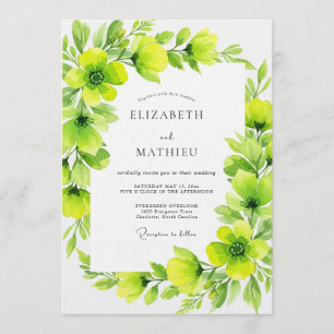 Lime Green Verdant Flourish Wedding Invitation