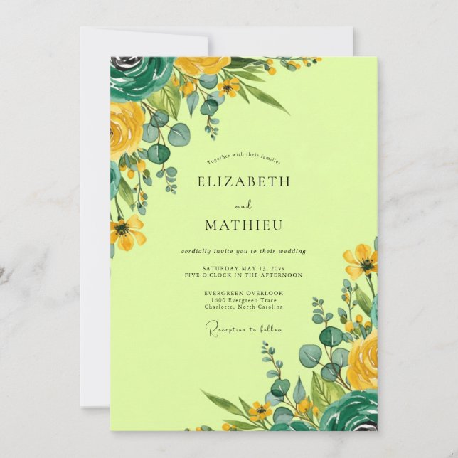 Lime Green Vibrant Spring Wedding Invitation (Front)