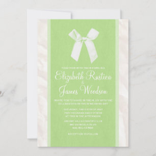 Lime Green Vintage Bow & Linen Wedding Invitations