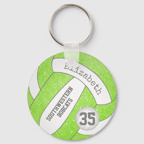 lime green volleyball bag tag w player team name keychain
