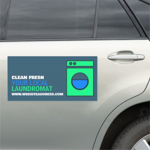 Lime Green Washer Laundromat Cleaning Service Car Magnet