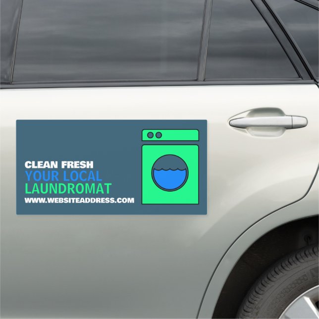 Lime Green Washer, Laundromat, Cleaning Service Car Magnet (In Situ)