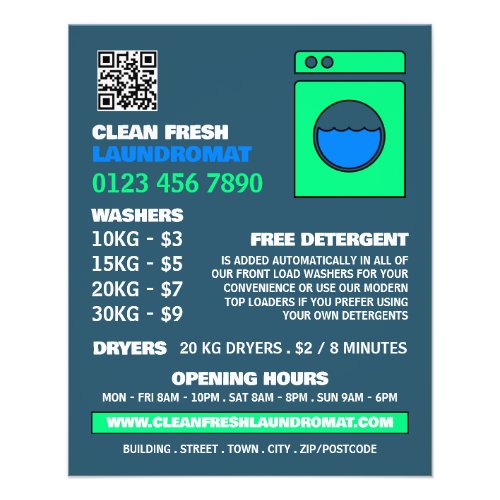 Lime Green Washer Laundromat Cleaning Service Flyer