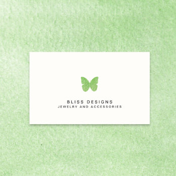 Lime Green Watercolor Butterfly Logo Simple Business Card by whimsydesigns at Zazzle